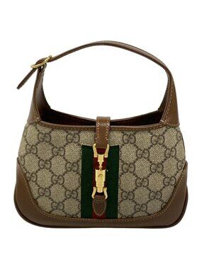 Gucci Handbag Jackie Ivory Dark Brown Multi Leather
